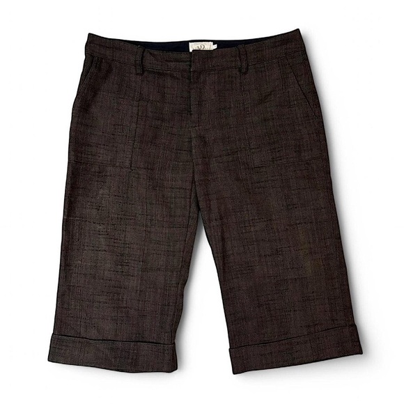 Morrissey Y? Pants - VTG Y2K Brown Cuffed Bermuda Shorts Womens Size 4 Cotton Blend Officecore Preppy